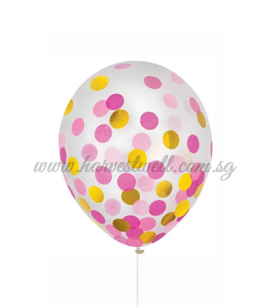 Confetti Pink and Gold Helium Latex Balloon